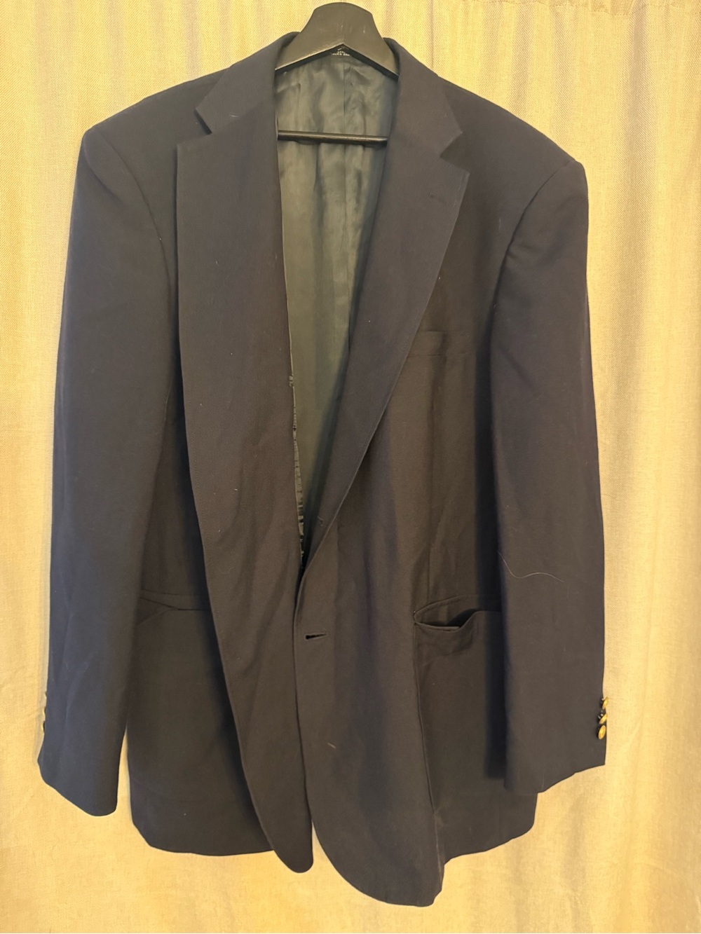 David Taylor Men’s Black Sport Coat Blazer 44L Two Button Wool Blend Jacket